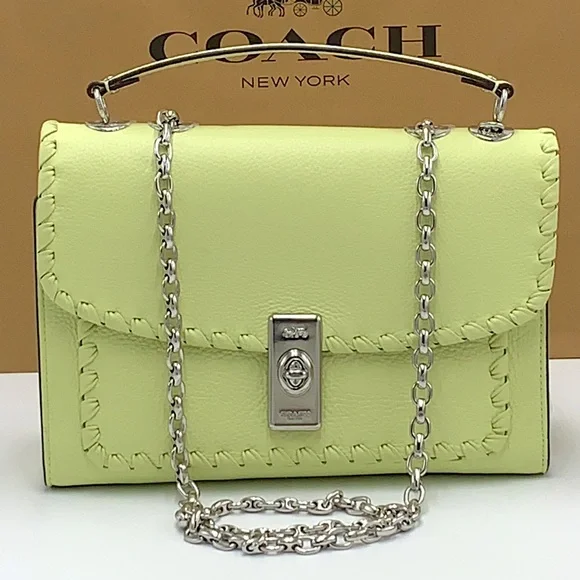 COACH NWT Lane Shoulder Bag With Whipstitch COLOR:
Silver/Pale Lime - Picture 6 of 16